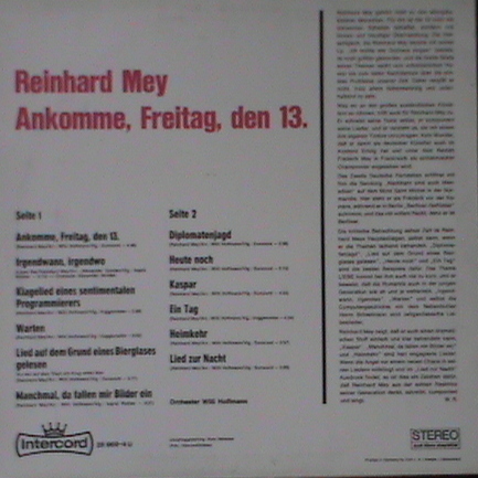 Mey Reinhard, Ankomme Freitag den 13.