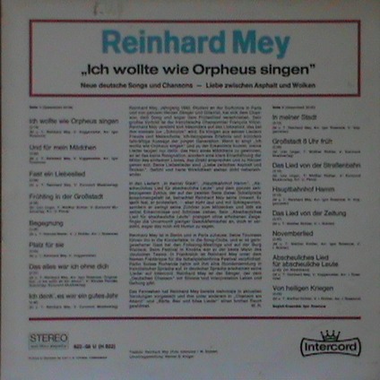 Mey Reinhard, Ich wollte wie Orpheus singen